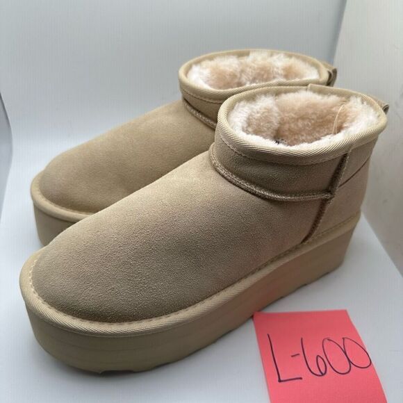 CUSHIONAIRE Women's Genuine Suede pull platform boot +Memory Foam 8 SAND - Picture 3 of 7